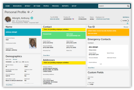 Enhanced Personal Profile screen